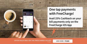 freecharge per cb for ios app on bill payment