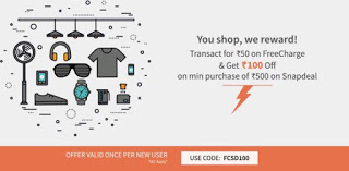 Freecharge snapdeal loot Transact for Rs  on Freecharge Get Coupon worth Rs  off on Min Purchase of Rs