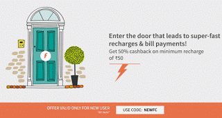 Freecharge  cashback offer on recharges new users