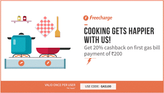 freecharge  cashback on gas bill payments GAS offer