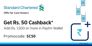 paytm add money standard chatered card offer