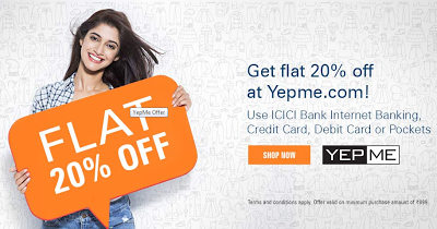 yepme icici bank  off offer