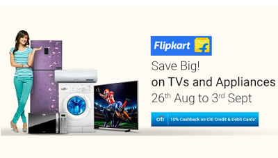 flipkart sale  cashback on tvs appliances